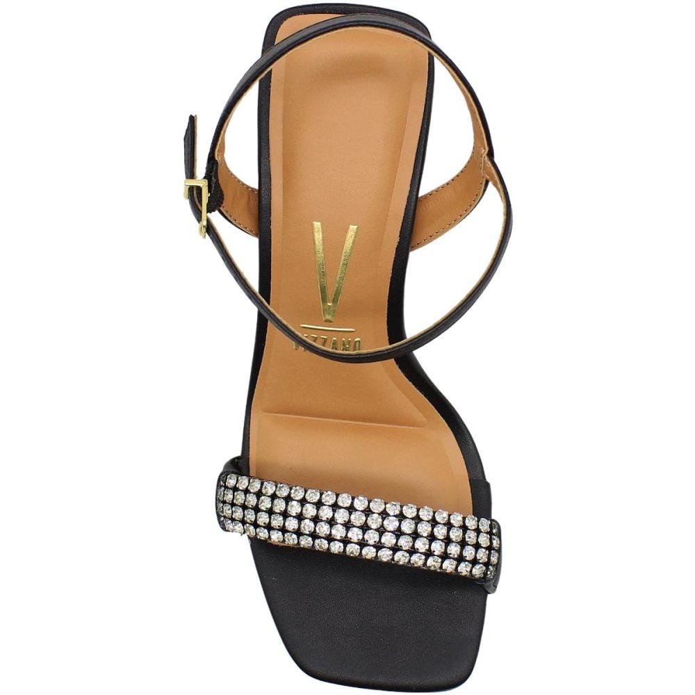 Sandália Vizzano Pelica Strass com Salto Alto Fino Feminina Preto 5