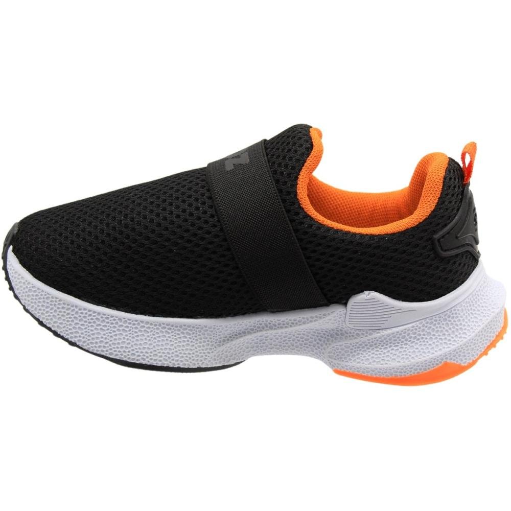 Tênis Infantil Gibizinho Calce Fácil Texturizado Juvenil Menino Preto/Laranja 2