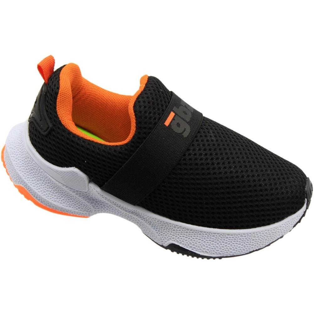 Tênis Infantil Gibizinho Calce Fácil Texturizado Juvenil Menino Preto/Laranja 3