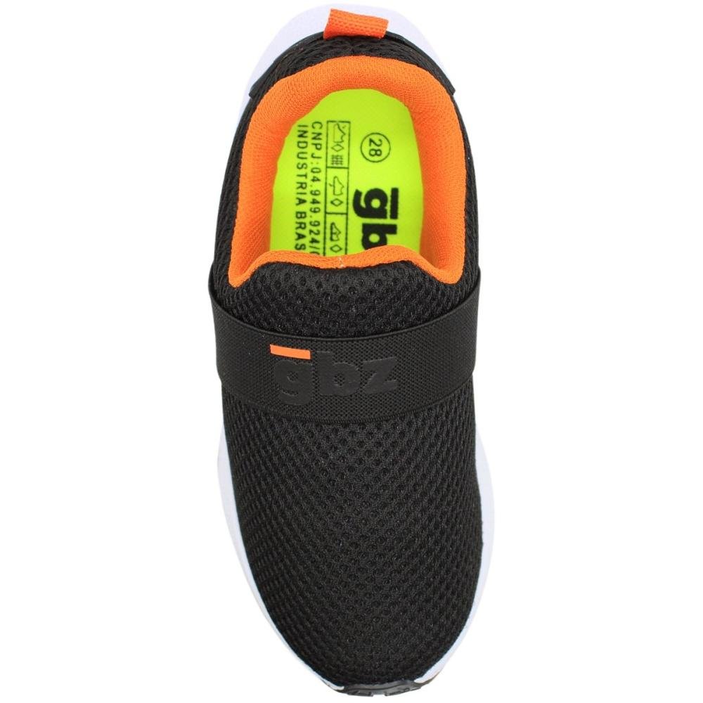 Tênis Infantil Gibizinho Calce Fácil Texturizado Juvenil Menino Preto/Laranja 4