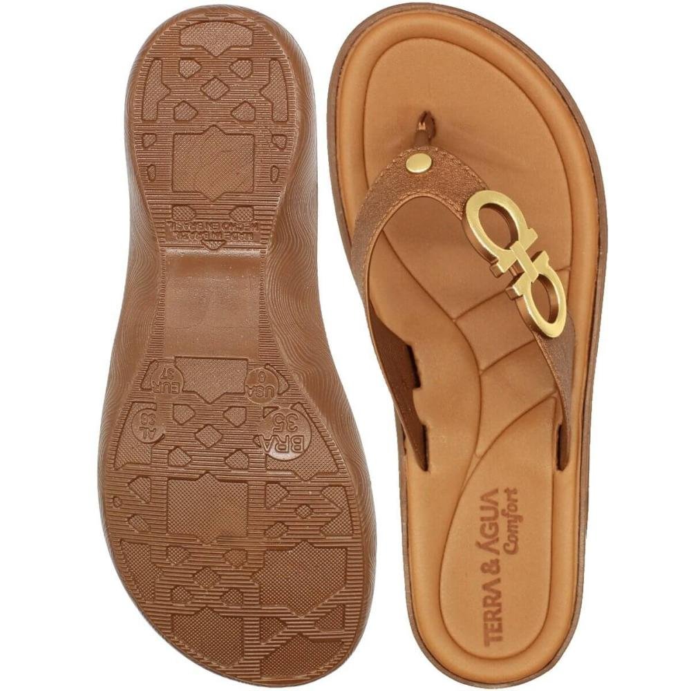 Tamanco De Dedo Terra e Água Comfort Tira Vazada Feminino Marrom 3