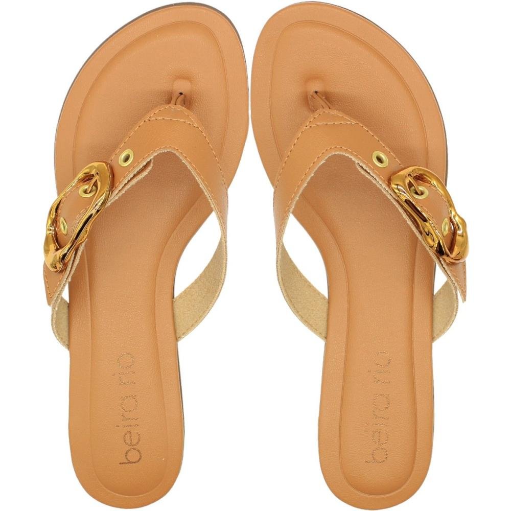 Chinelo De Dedo Beira Rio Tira Com Ornamento De Fivela Feminino Marrom 1