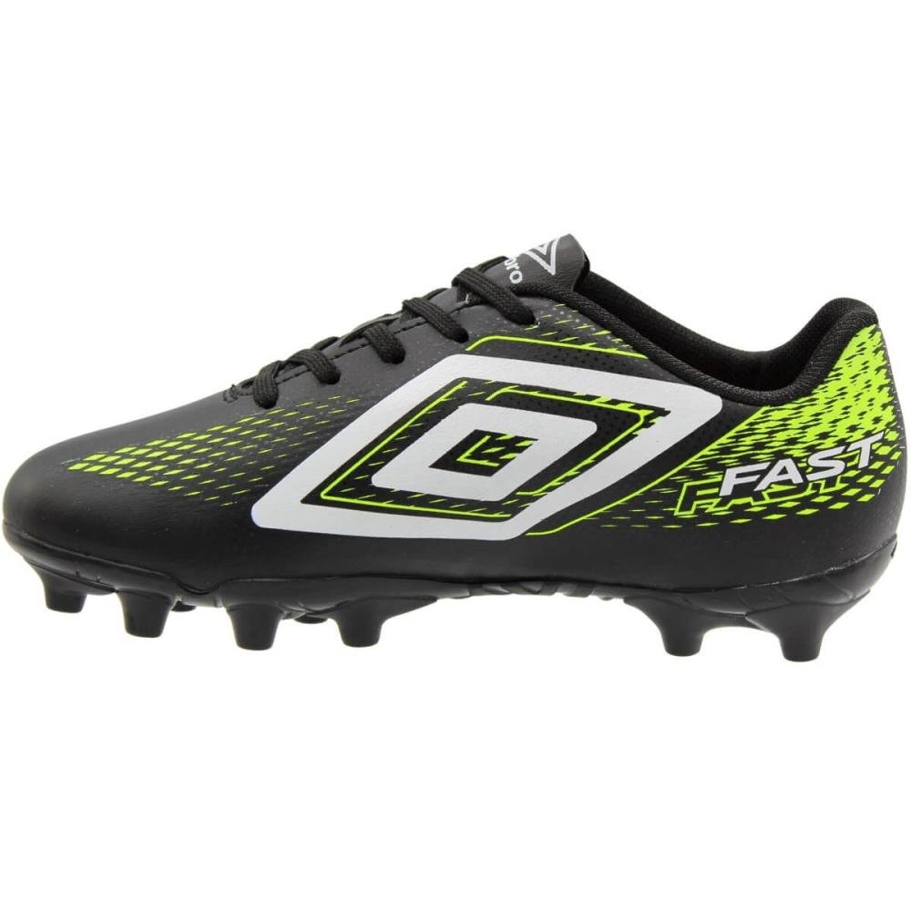 Chuteira Campo Infantil Umbro Fast II Conforto Menino Preto/Verde/Branco 2