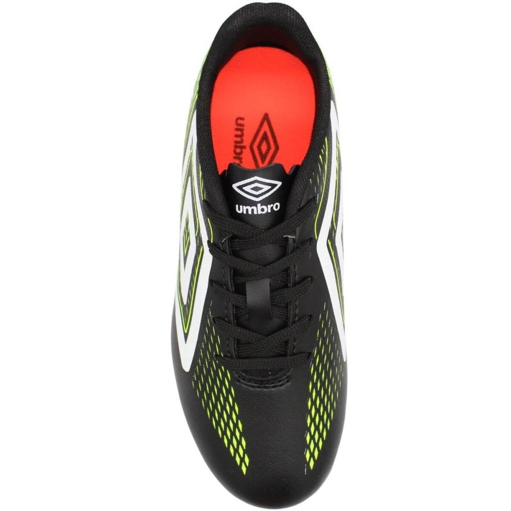 Chuteira Campo Infantil Umbro Fast II Conforto Menino Preto/Verde/Branco 4