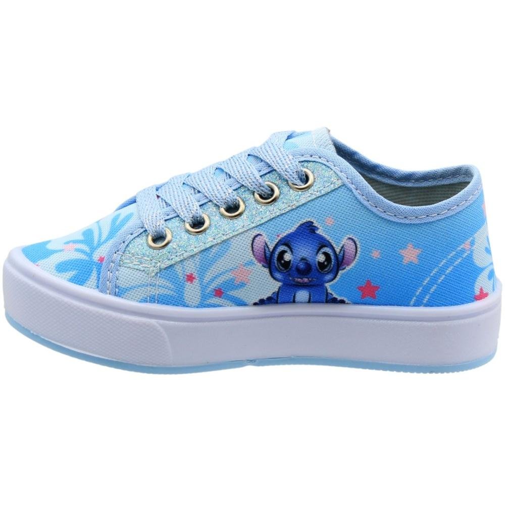 Tênis Casual Infantil Ortobessa Lona Stitch Juvenil Menina Azul Claro 2