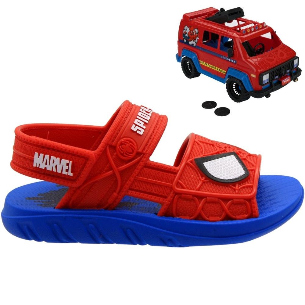 Sandália Papete Infantil Grendene Kids Menino Com Furgão Aranha Vermelho/Azul 1