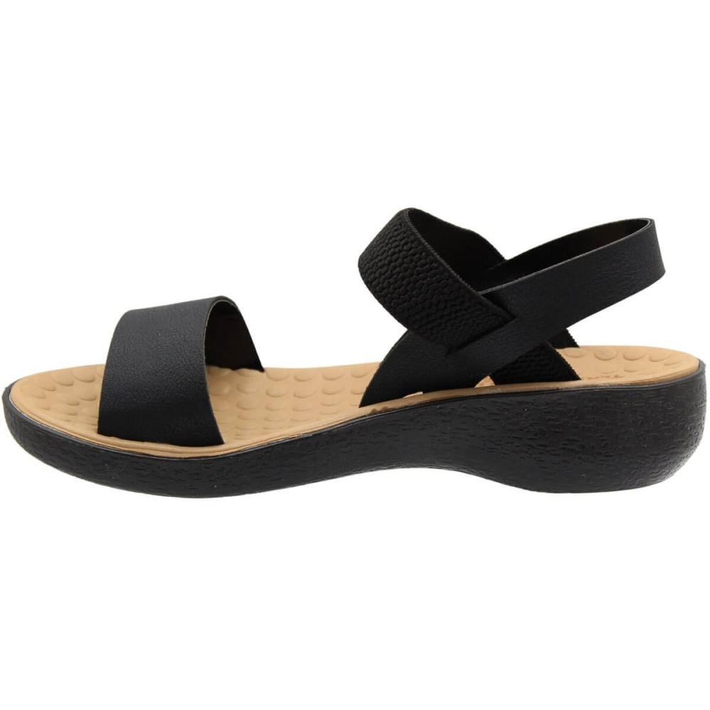 Sandália Salto Baixo Terra E Água Esferas Massageadoras Feminina Preto 2