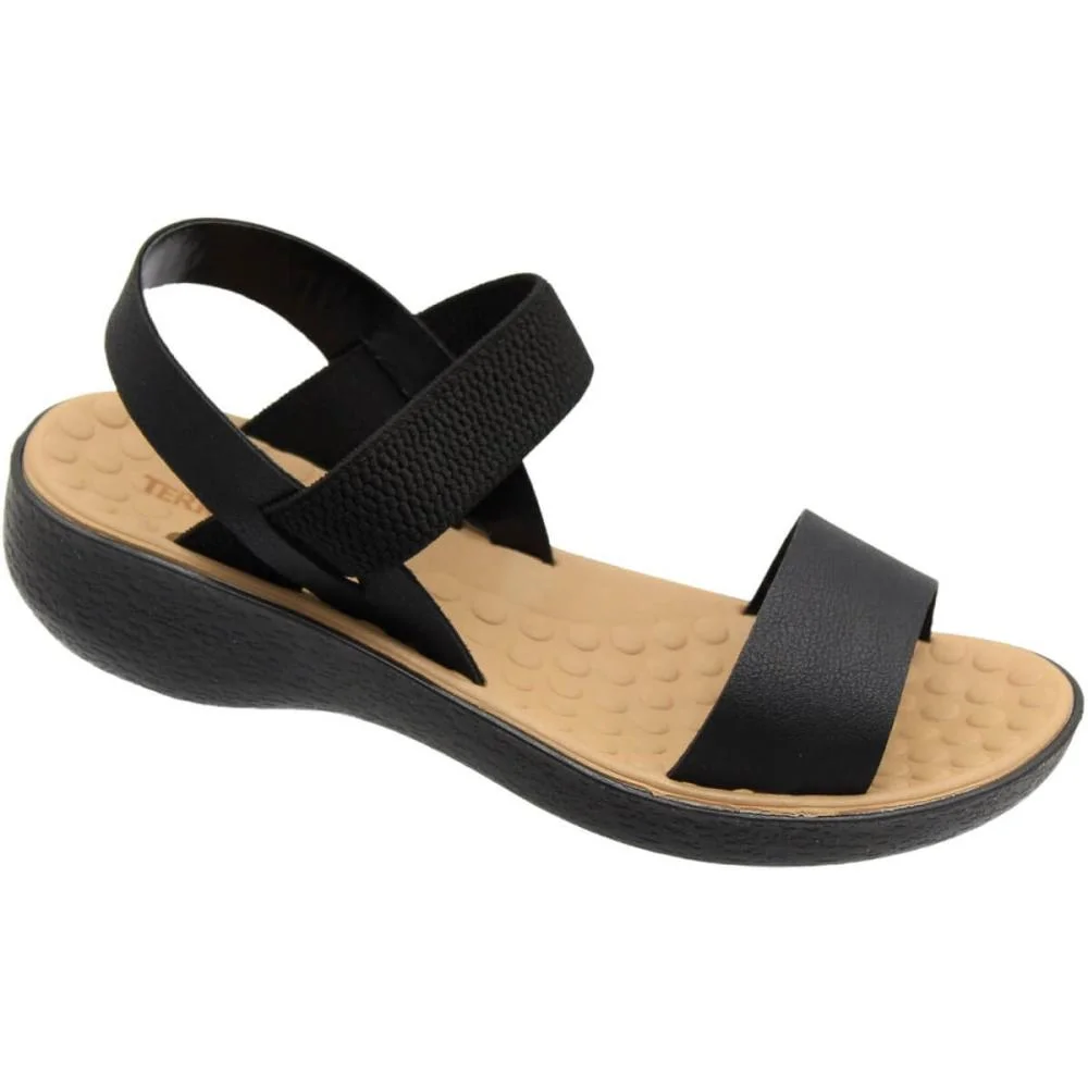 Sandália Salto Baixo Terra E Água Esferas Massageadoras Feminina Preto 3