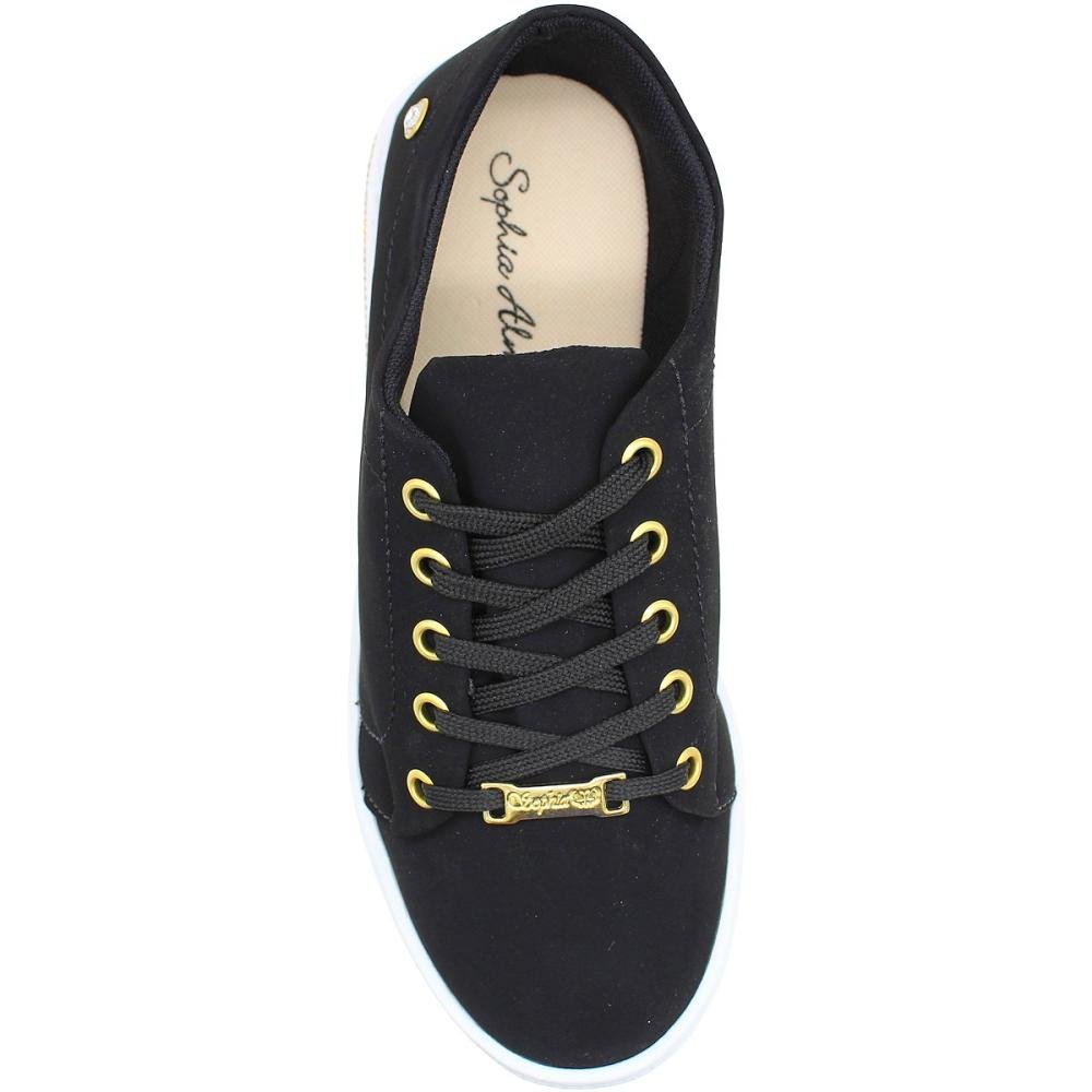 Tênis Casual Plataforma Sophia Almeida Aplique Strass Solado Feminino  Preto 4