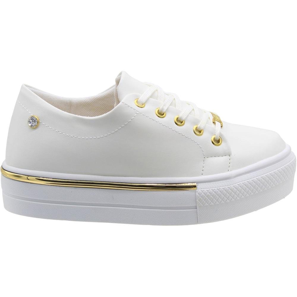 Tênis Casual Plataforma Sophia Almeida Aplique Elegante Feminino  Branco 2