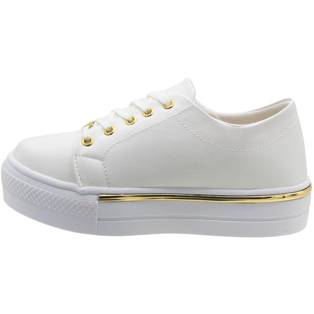 Tênis Casual Plataforma Sophia Almeida Aplique Elegante Feminino  Branco 3