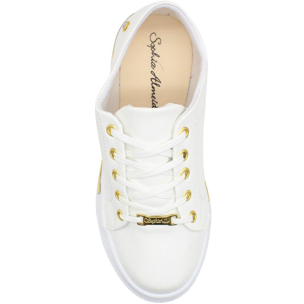 Tênis Casual Plataforma Sophia Almeida Aplique Elegante Feminino  Branco 4