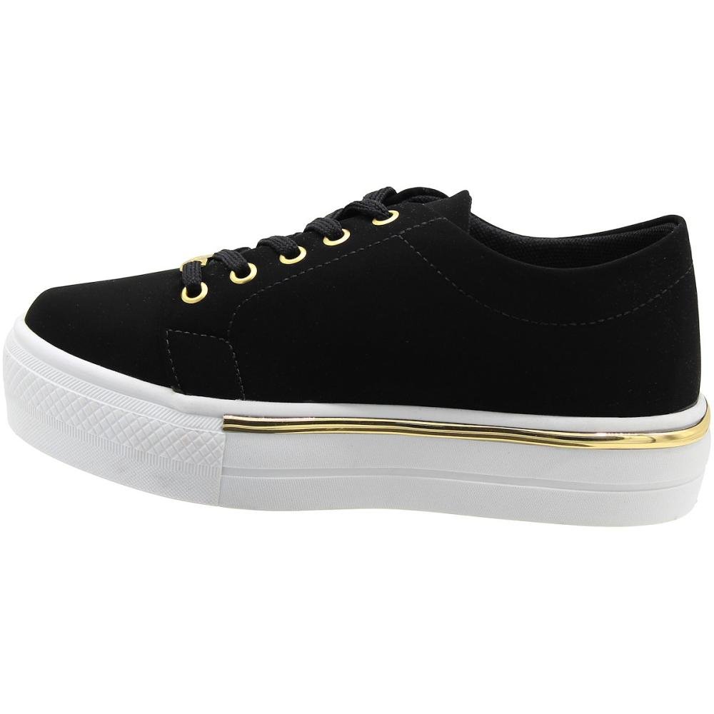Tênis Casual Plataforma Sophia Almeida Aplique Feminino Preto 3