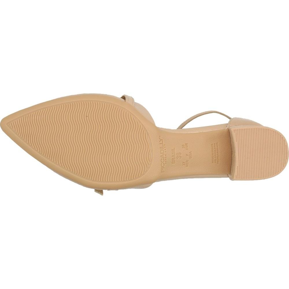 Sapato Scarpin Piccadilly Fivela Salto Baixo Grosso Feminino Bege 5