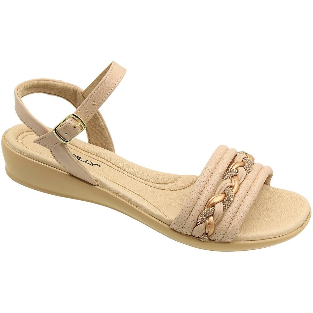 Sandália Piccadilly Anabelinha Gáspea Tira Trançada e Brilho Feminina Bege 1
