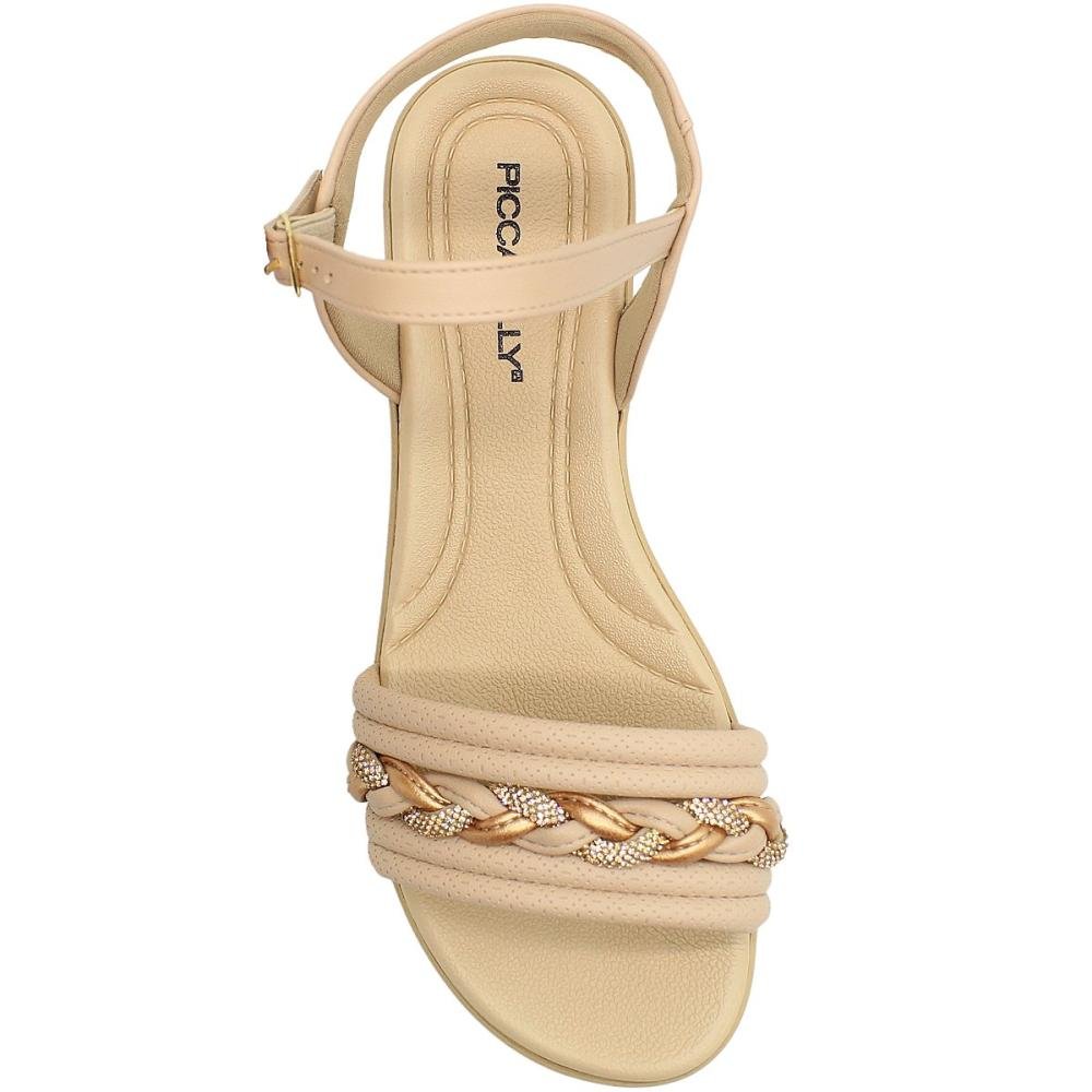 Sandália Piccadilly Anabelinha Gáspea Tira Trançada e Brilho Feminina Bege 4