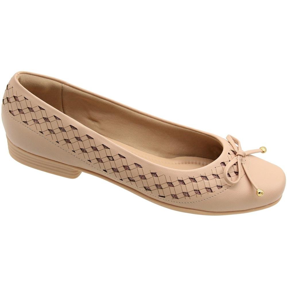 Sapatilha Piccadilly Furos e Brilhos Laço Frontal Feminina