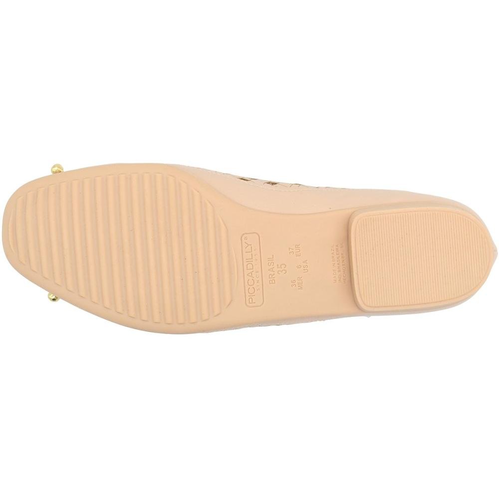 Sapatilha Piccadilly Furos e Brilhos Laço Frontal Feminina Bege 5