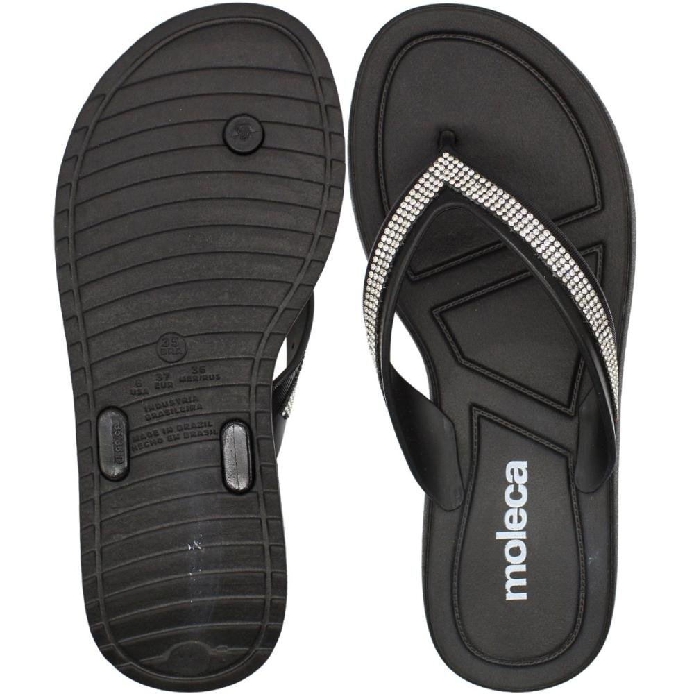 Tamanco Rasteiro Moleca Tira com Strass Feminino  Preto 2