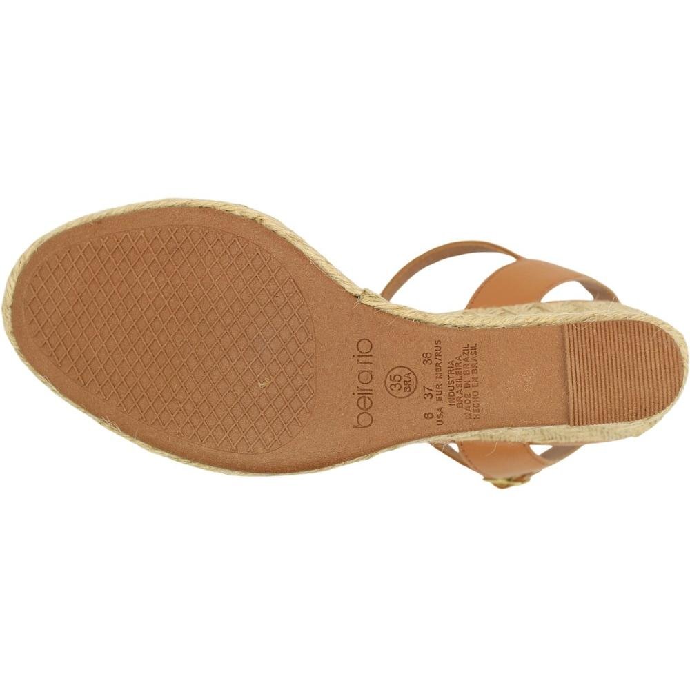 Sandália Salto Tramado Beira Rio Adorno De Medalhão Feminina Marrom 5