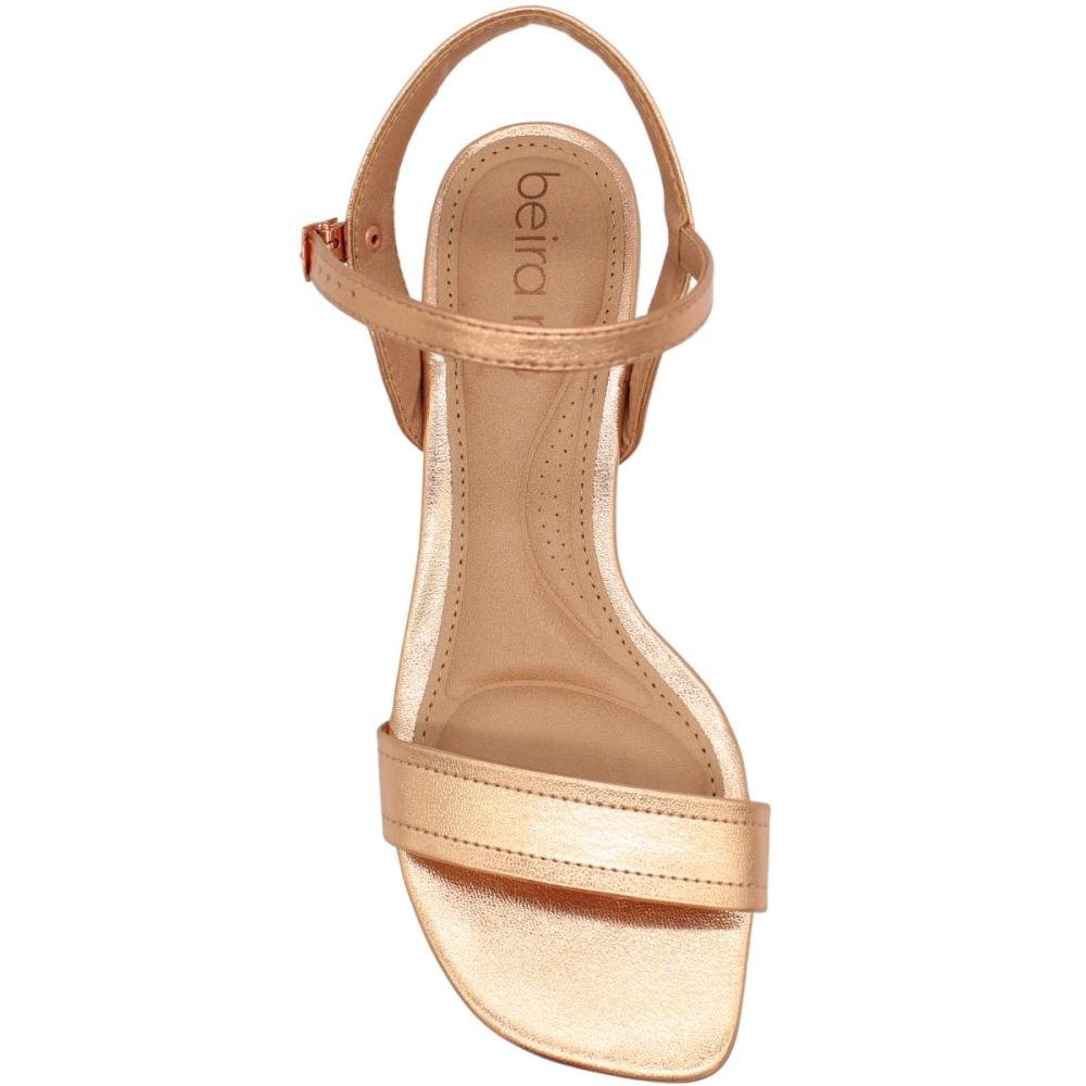 Sandália Salto Baixo Fino Beira Rio Com Fivela Feminina Bege 4