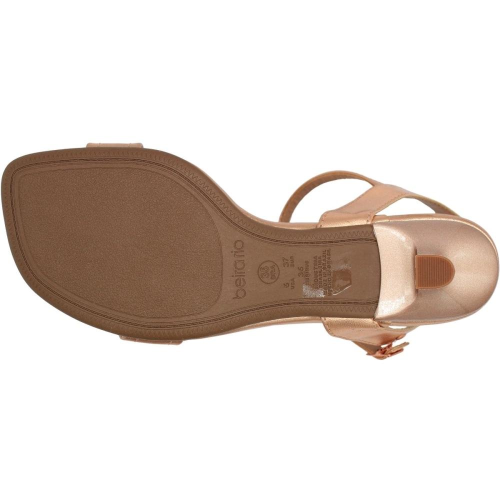 Sandália Salto Baixo Fino Beira Rio Com Fivela Feminina Bege 5