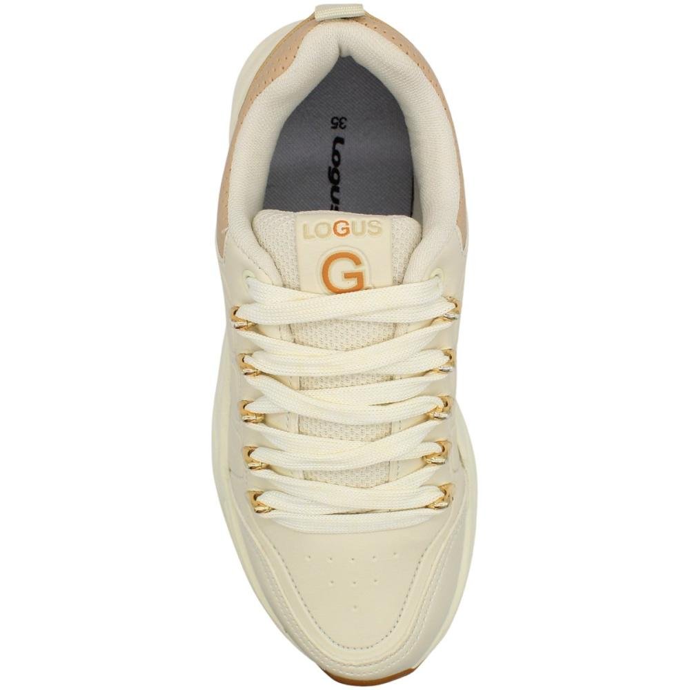 Tênis Casual Chunky Logus Atacadores Metalizados Feminino Branco 4