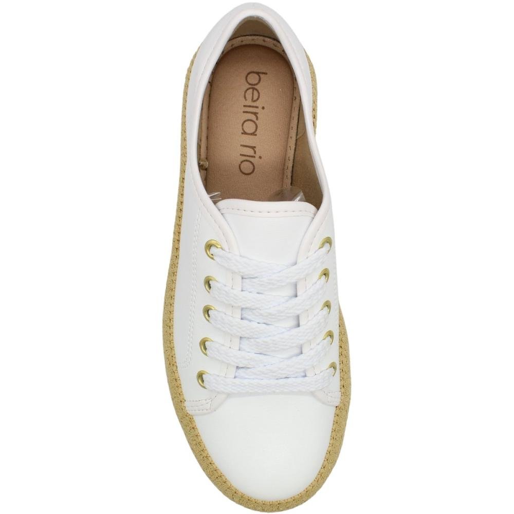 Tênis Casual Beira Rio Solado Elevado Tramado Feminino Branco 4