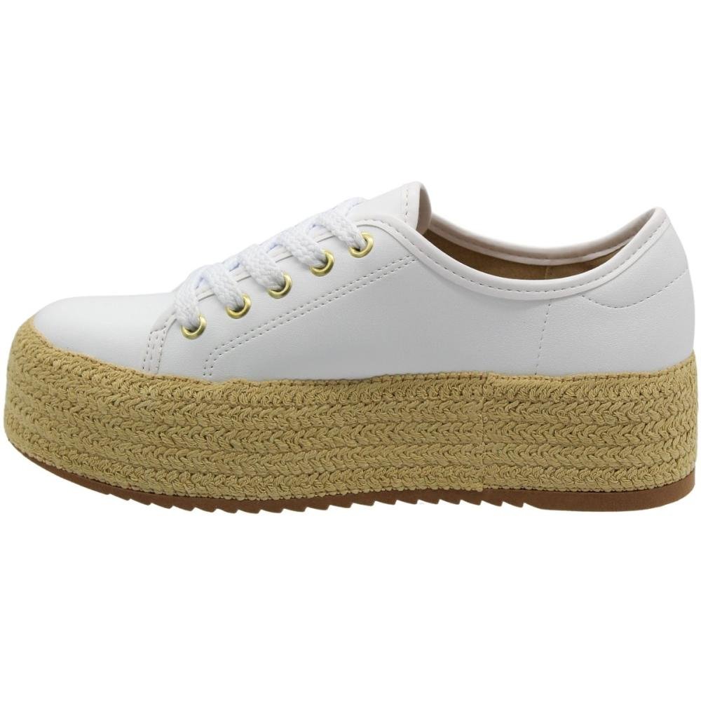 Tênis Casual Beira Rio Solado Elevado Tramado Feminino Branco 2