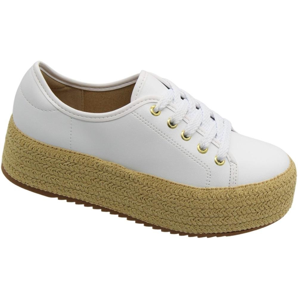 Tênis Casual Beira Rio Solado Elevado Tramado Feminino Branco 3