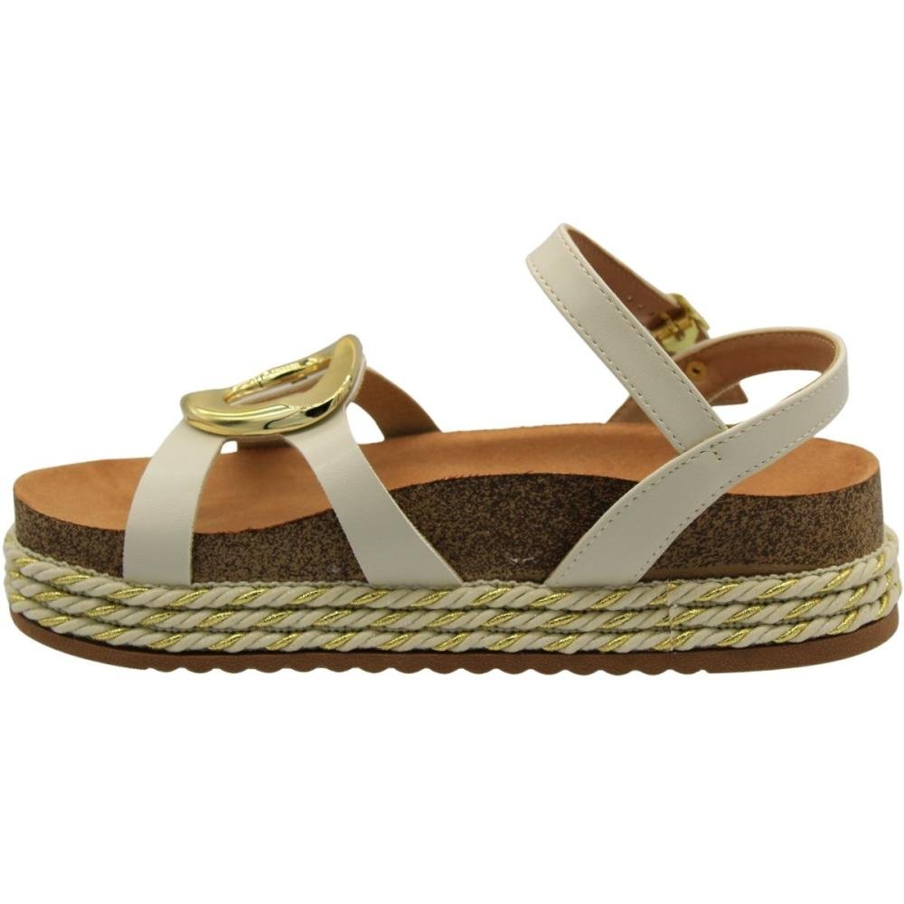 Sandália Plataforma Beira Rio Decoração Metalizada Feminina Branco 2