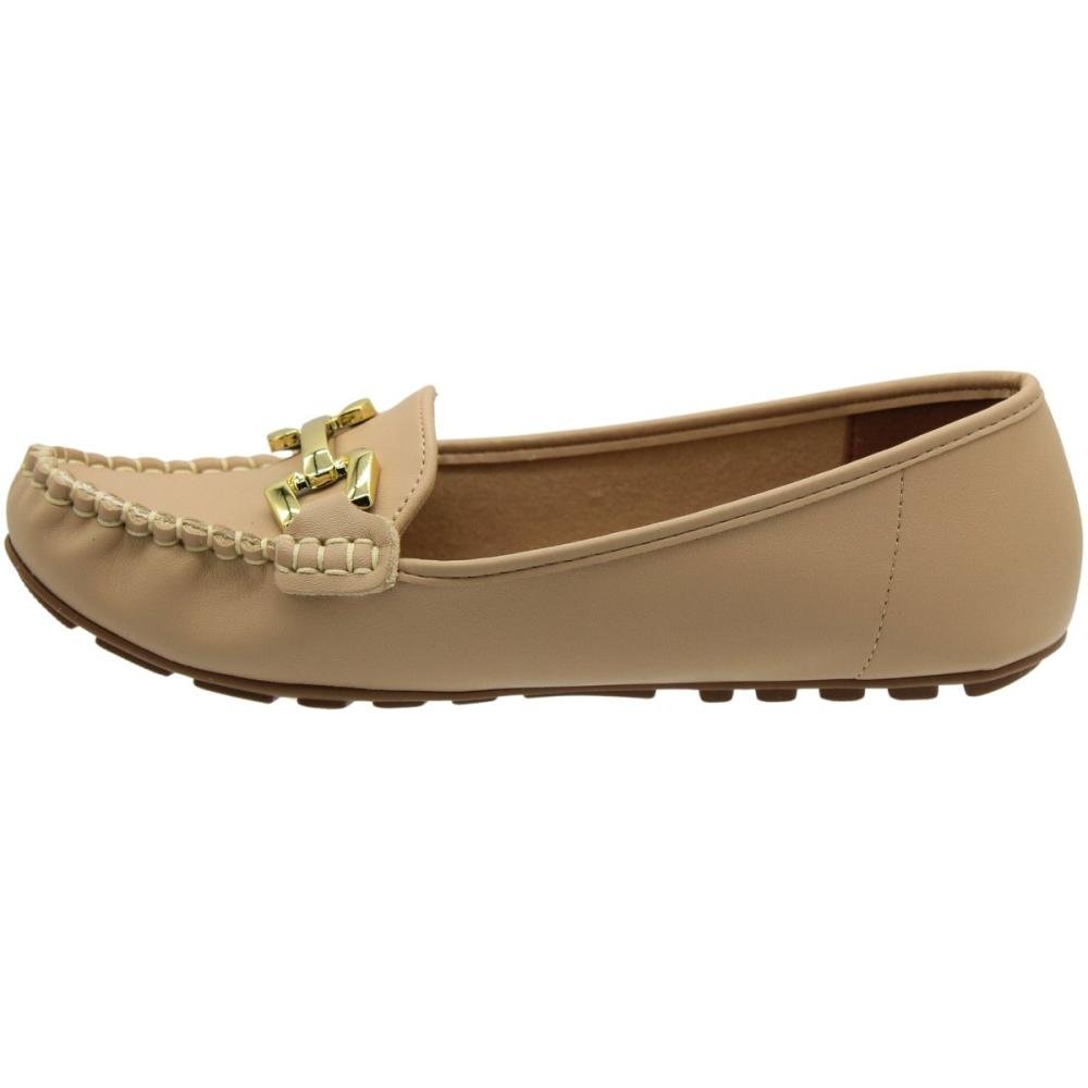 Sapatilha Mocassim Vizzano Adorno Metalizado Feminina Bege 2