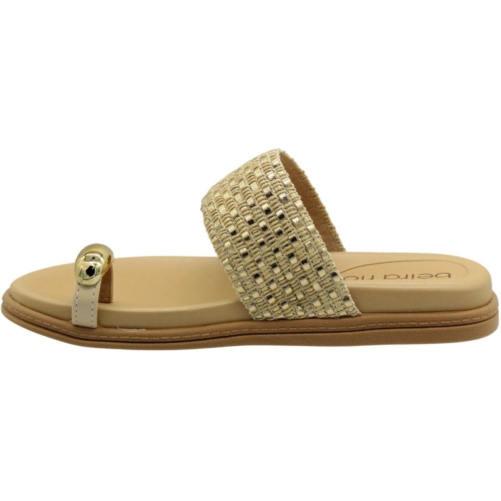 Tamanco Papete Beira Rio Tira Tramada Decorada Feminino Bege 2