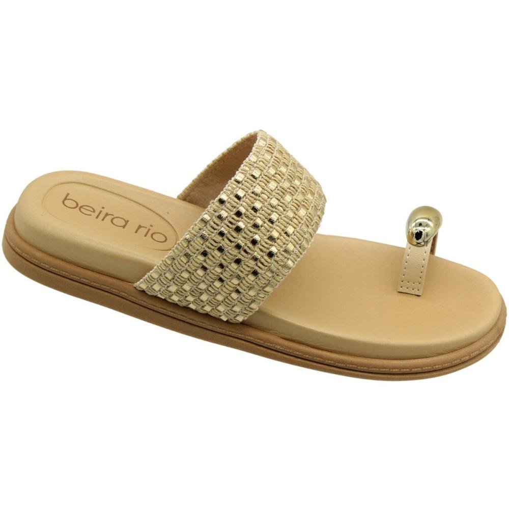 Tamanco Papete Beira Rio Tira Tramada Decorada Feminino Bege 3