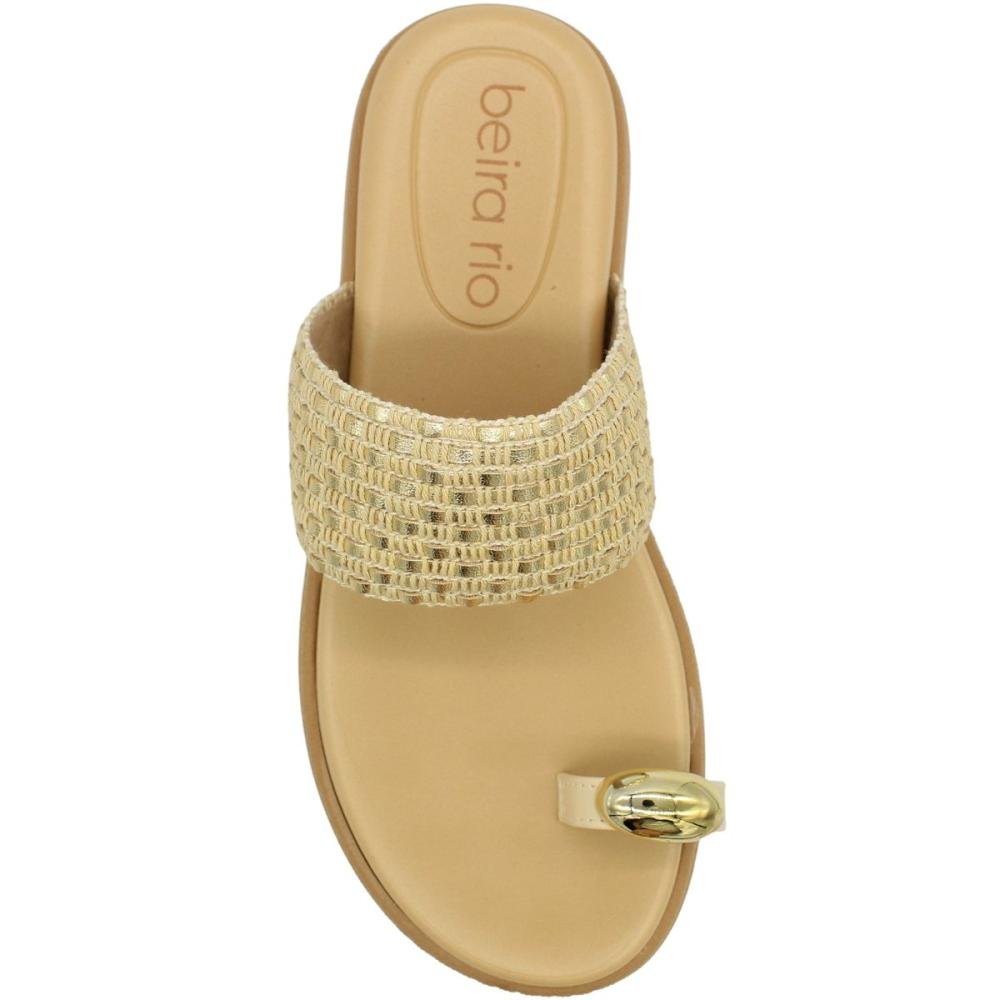 Tamanco Papete Beira Rio Tira Tramada Decorada Feminino Bege 4