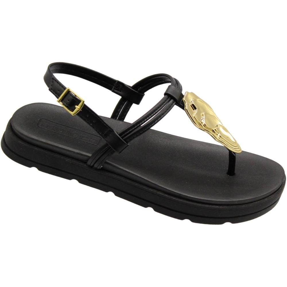 Sandália Plataforma Moleca Adorno Metalizado Feminina Preto 3