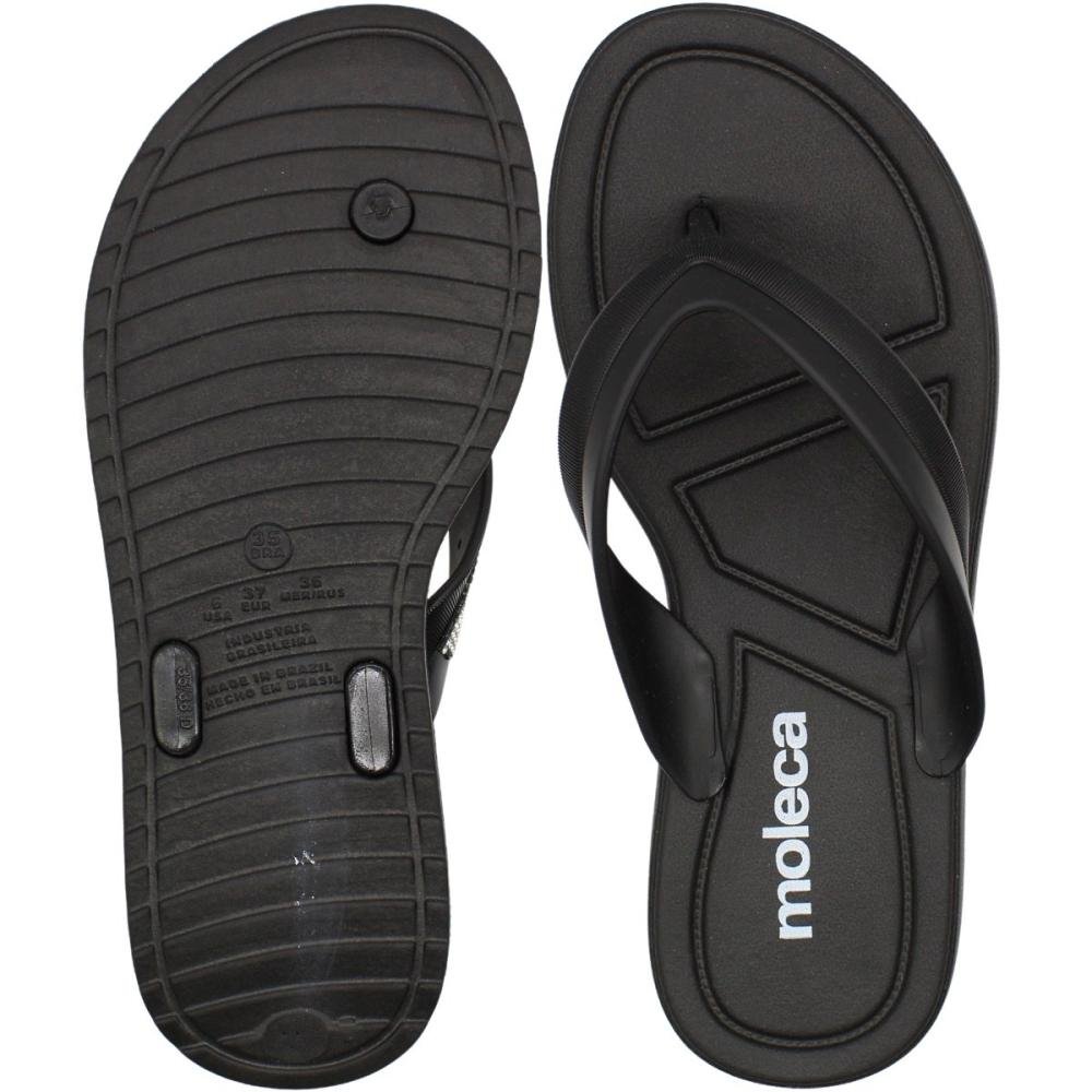 Chinelo De Dedo Moleca Tira Texturizada Leve Feminino Preto 3