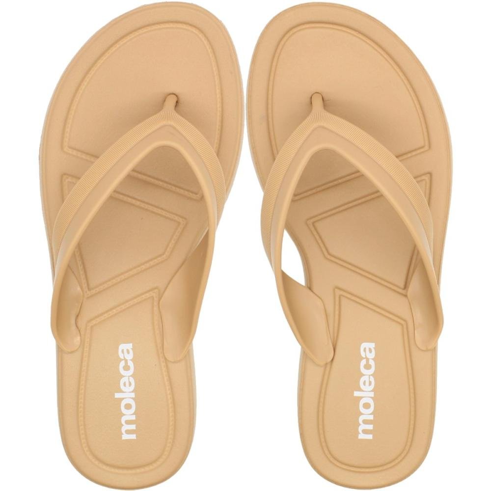 Chinelo De Dedo Moleca Tira Texturizada Leve Feminino Bege 1