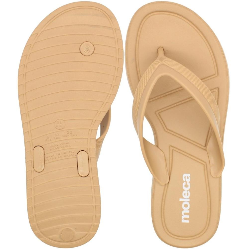Chinelo De Dedo Moleca Tira Texturizada Leve Feminino Bege 3
