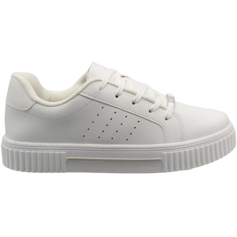 Tênis Casual Vizzano Elevado Furos Macio Feminino Branco 1