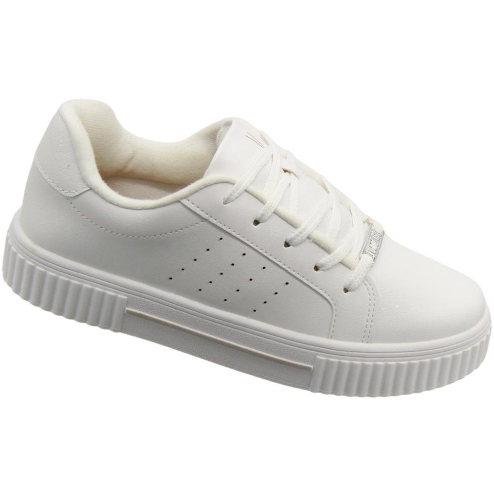 Tênis Casual Vizzano Elevado Furos Macio Feminino Branco 3