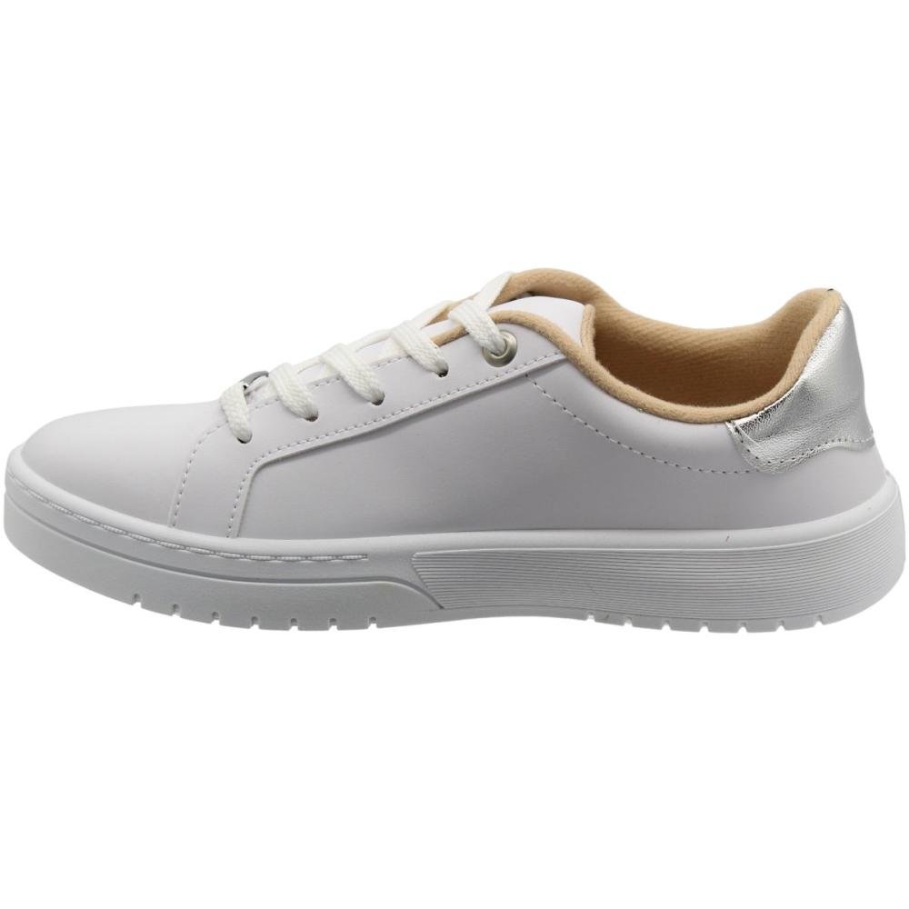 Tênis Casual Moleca Aplique Metalizados Macio Feminino Branco 2