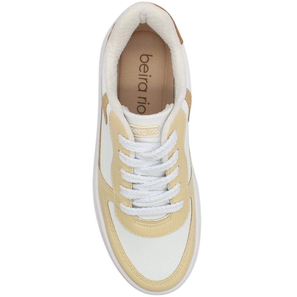 Tênis Plataforma Casual Beira Rio Texturizado Feminino Branco/Bege 4