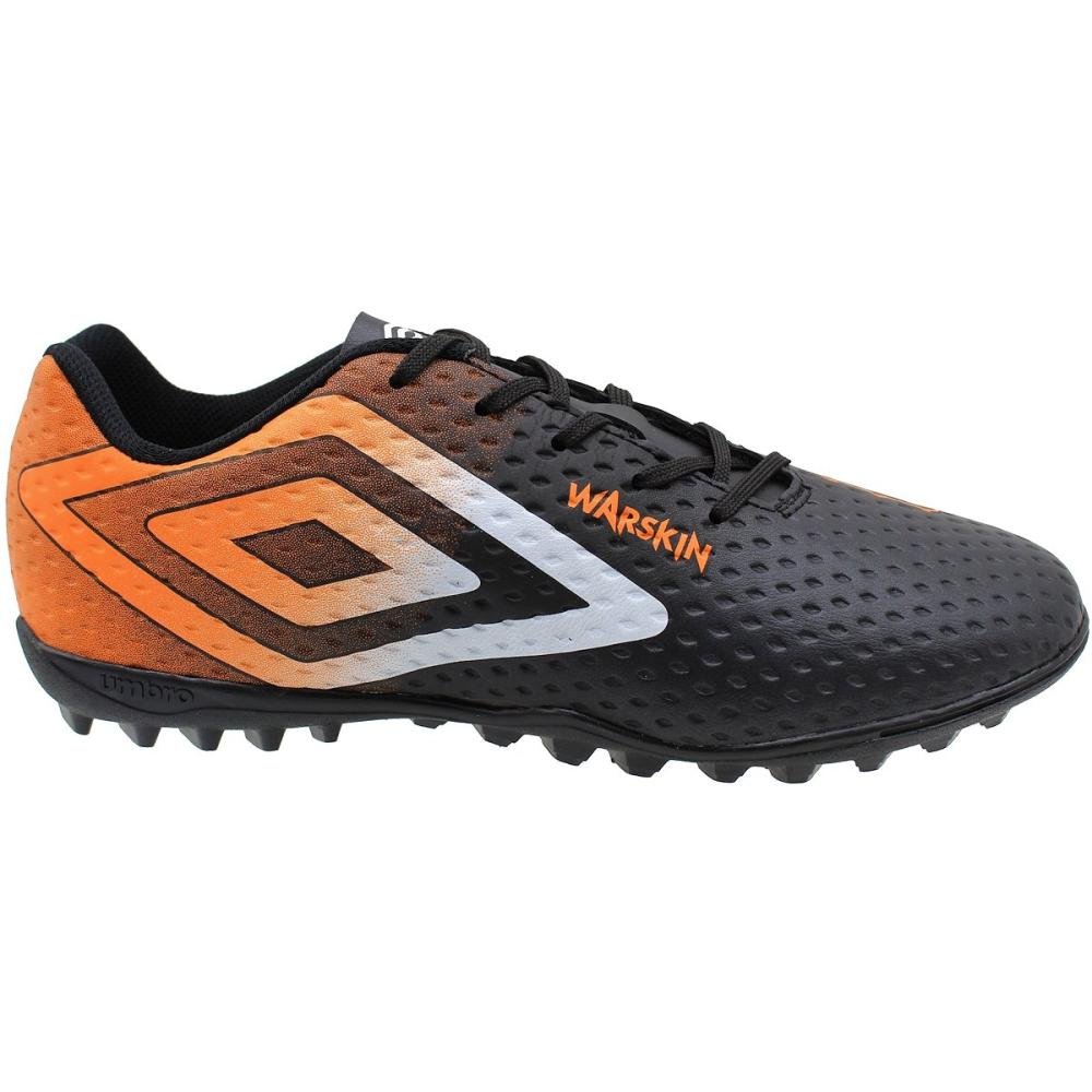 Chuteira Society Umbro Warskin Masculina Preto/Laranja 2