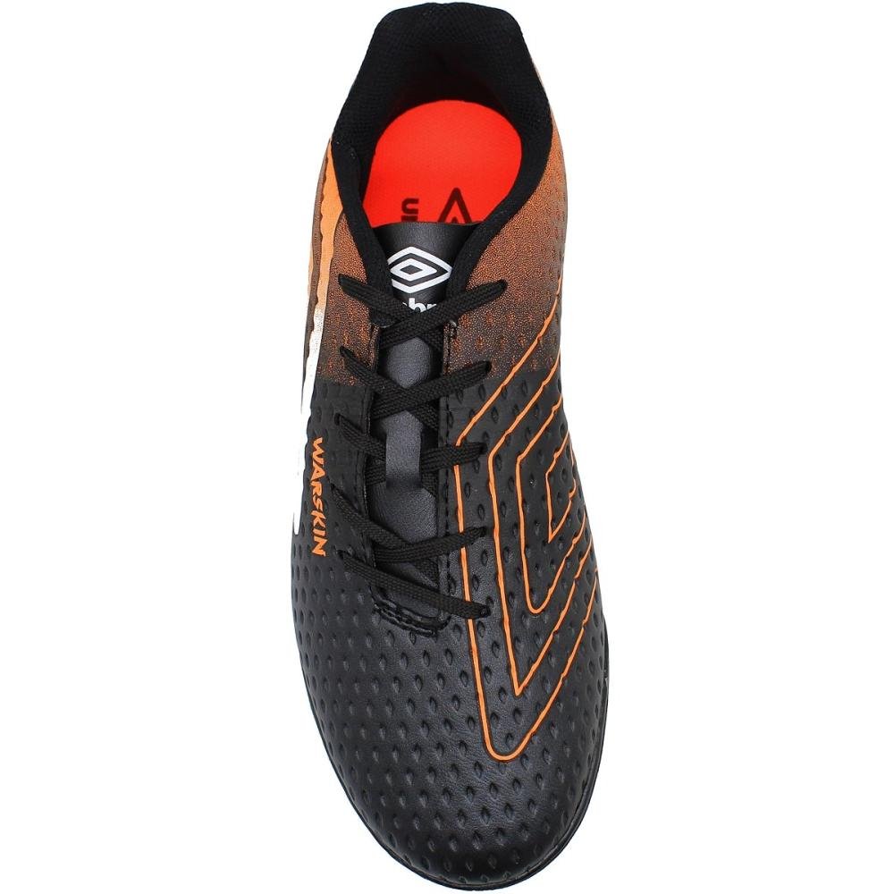Chuteira Society Umbro Warskin Masculina Preto/Laranja 4