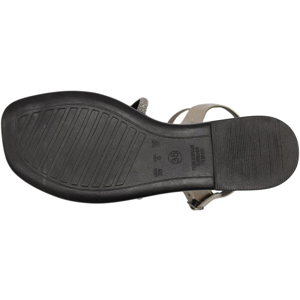 Sandália Rasteira Via Scarpa Fivela Tiras com Strass Feminina Prata 5