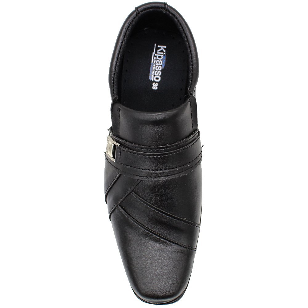 Sapato Social Kipasso Sem Cadarço Elástico Recortes Masculino Preto 4