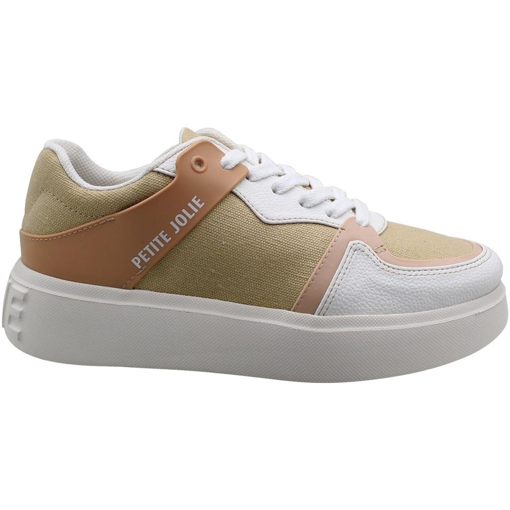 Tênis Casual Flatform Petit Jolie Star Logomania Feminino  Bege 2