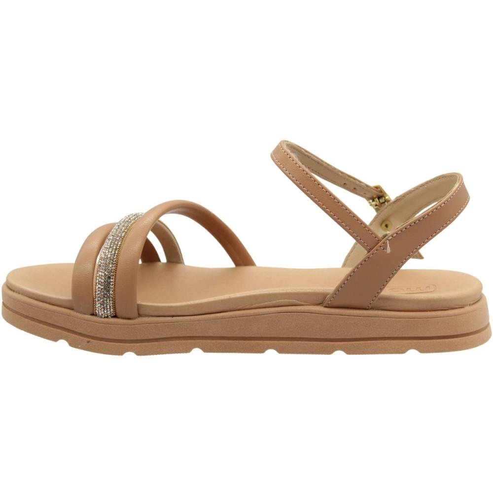 Sandália Plataforma Moleca Tira Strass Cintilante Feminina Bege 2