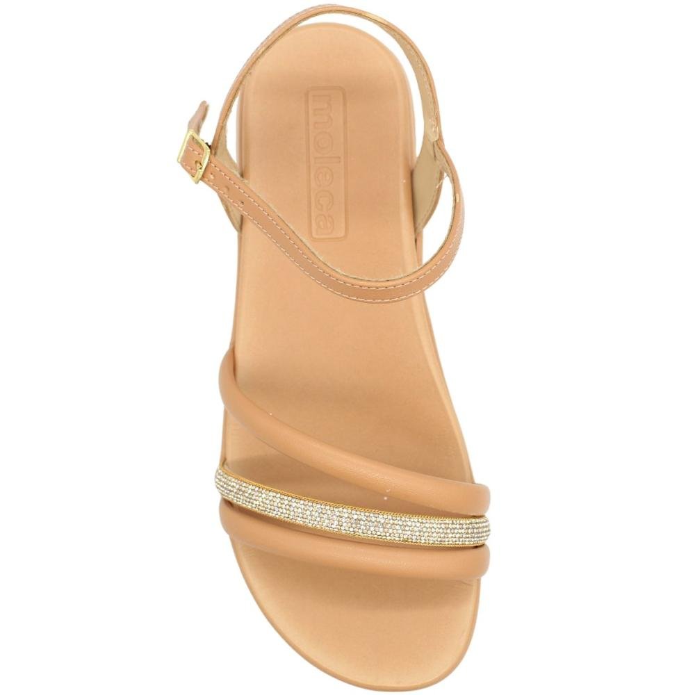 Sandália Plataforma Moleca Tira Strass Cintilante Feminina Bege 4